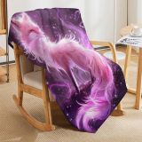 Pink Fox Print Blanket