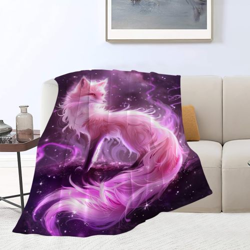Pink Fox Print Blanket