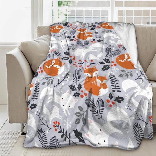 Cozy Cartoon Fox Print Blanket