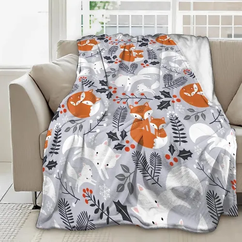 Cozy Cartoon Fox Print Blanket