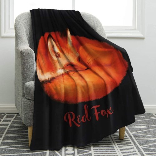 Sleeping Red Fox Print Blanket