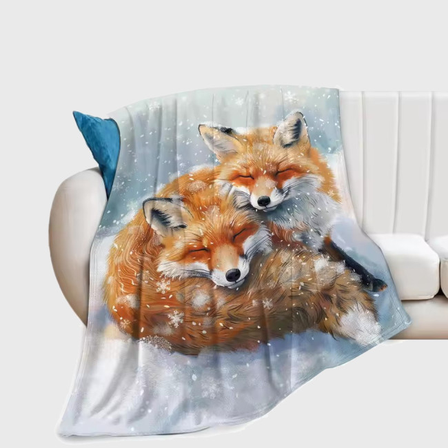 Fox Couples Print Blanket