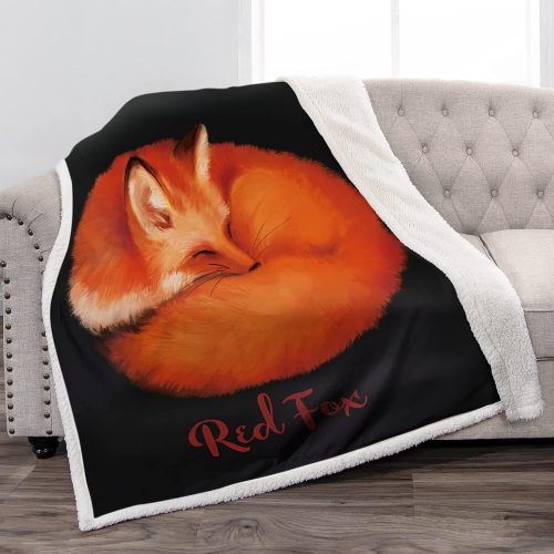 Sleeping Red Fox Print Blanket