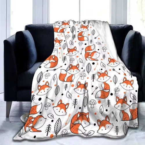 Kids Soft Fox Print Blanket