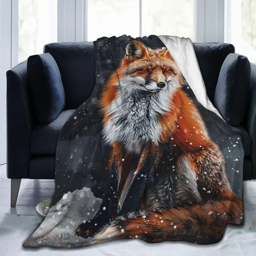 Fox Print Flannel Blanket
