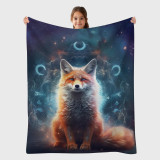 Cosmic Fox Print Blanket