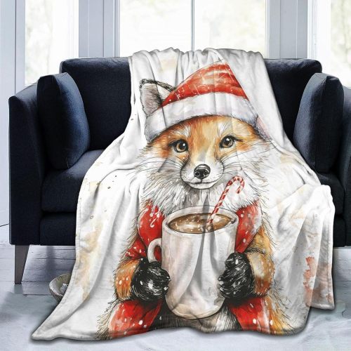 Christmas Fox Print Blanket