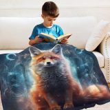Cosmic Fox Print Blanket