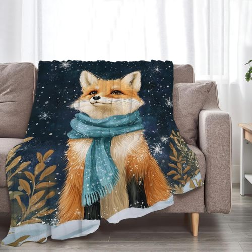 Kawaii Fox Print Blanket