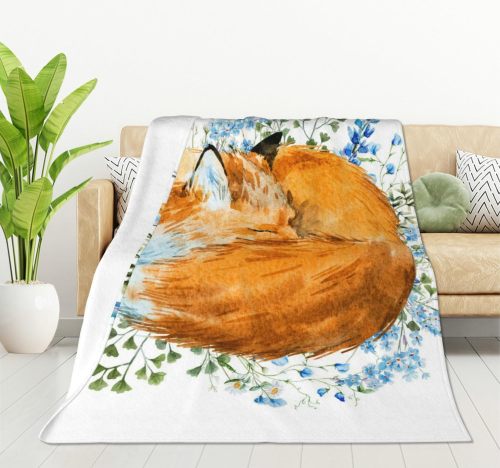 Watercolor Fox Print Blanket