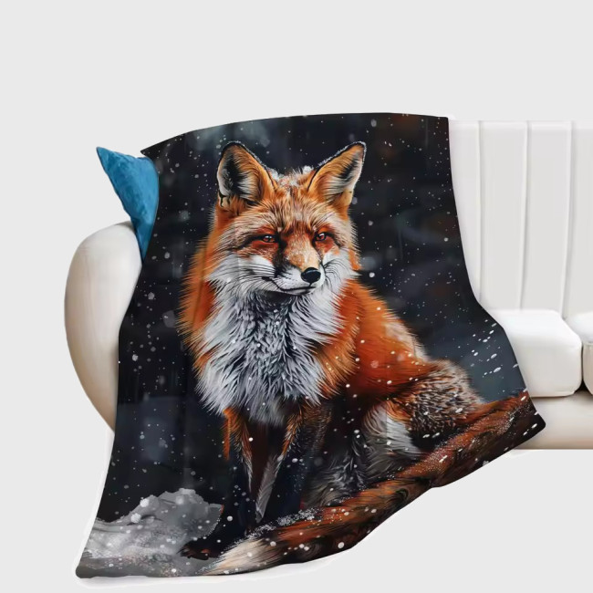 Fox Print Flannel Blanket