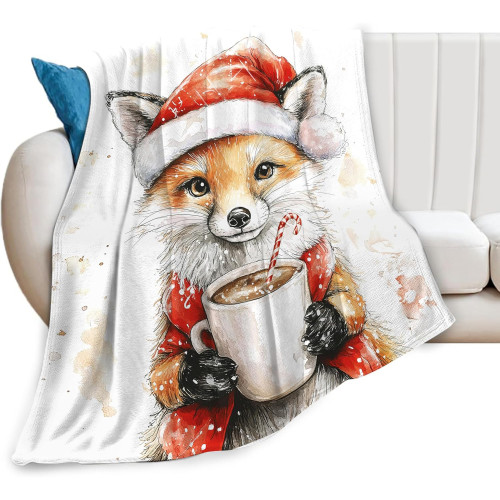 Christmas Fox Print Blanket