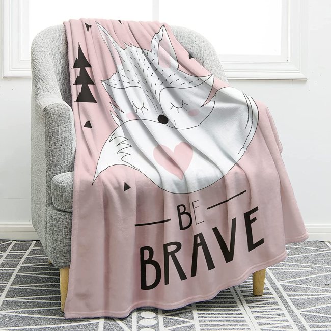 Be Brave Cartoon Fox Blanket