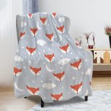 Cloud Cartoon Fox Print Blanket