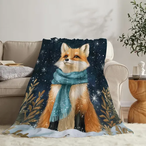 Kawaii Fox Print Blanket