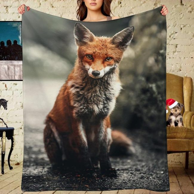 Wild Fox Print Blanket