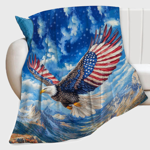 Bald Eagle Print Fleece Blanket