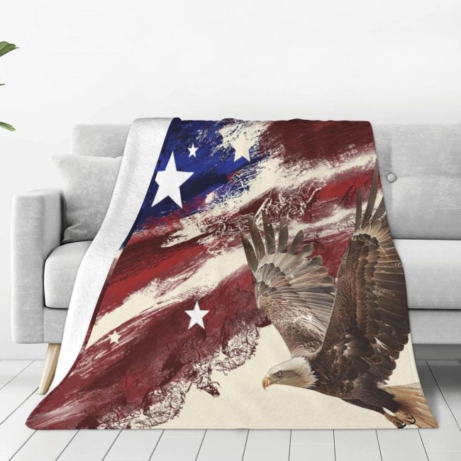 Bald Eagle Flag Printed Blanket