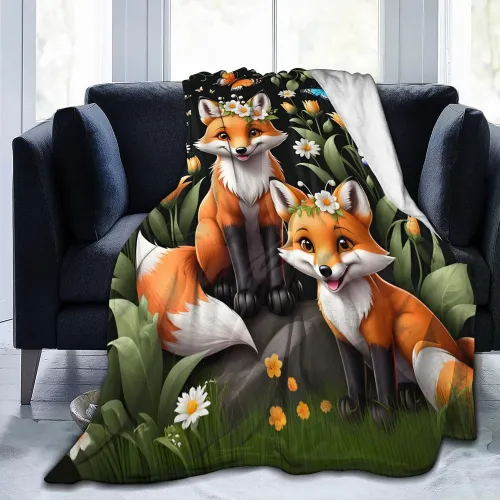 Mom And Baby Fox Blanket