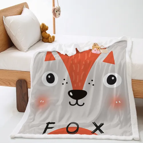 3D Cartoon Fox Print Blanket