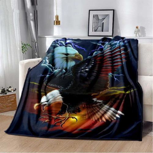 Lightning Bald Eagle Printed Blanket