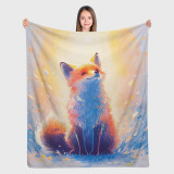 Cute Sofa Fox Print Blanket