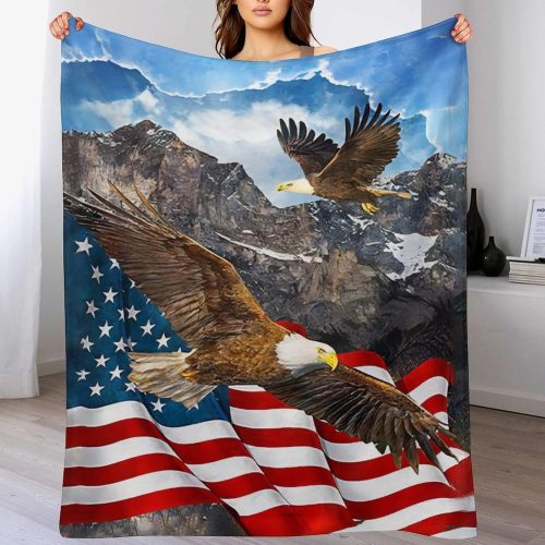 Sofa Bald Eagle Flag Blanket