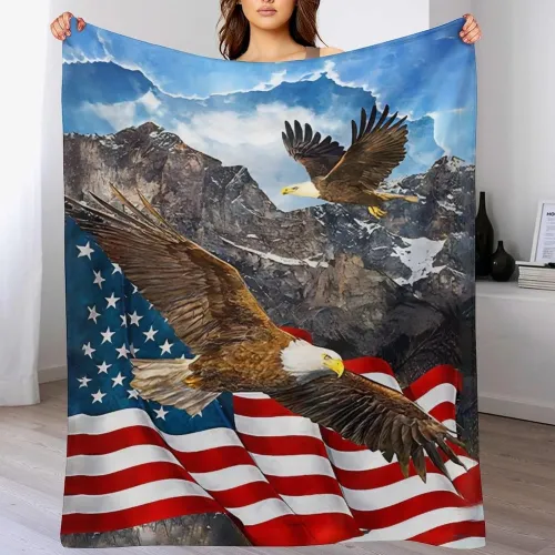 Sofa Bald Eagle Flag Blanket