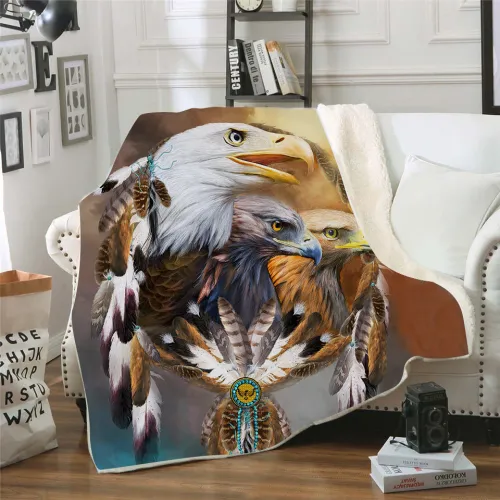Tribal Eagles Print Blanket