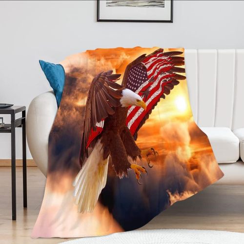 Fuzzy Eagle Print Blanket