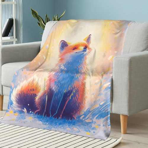 Cute Sofa Fox Print Blanket