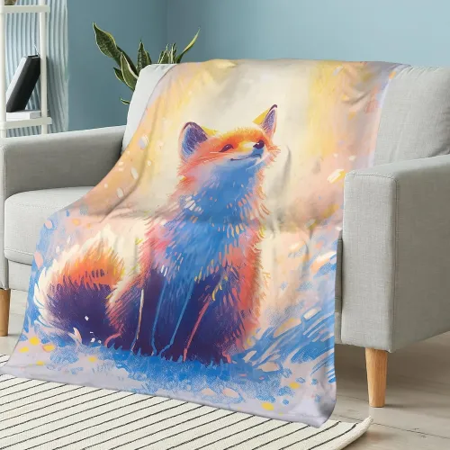 Cute Sofa Fox Print Blanket