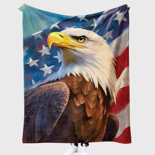 Eagle Flag Flannel Blanket