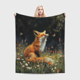 Fox Butterfly Plush Blanket