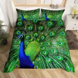 3D Peacock Print Bed Set
