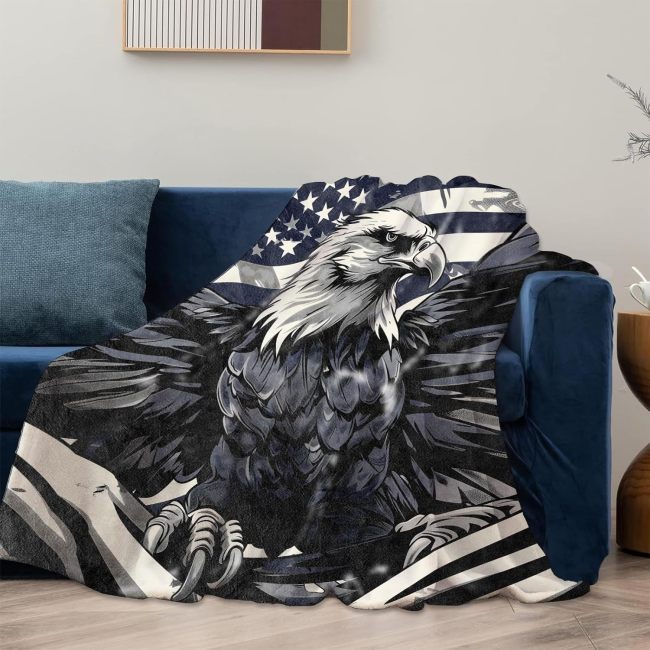 Kids Cartoon Eagle Flag Blanket