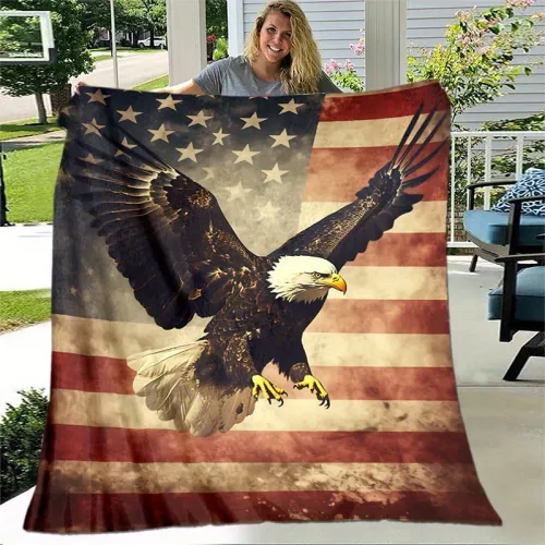 Bald Eagle Flag Blanket