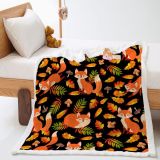 Maple Leaves Fox Plush Blanket