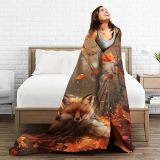 Soft Leaves Fox Print Blanket