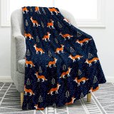 Starry Cartoon Fox Print Blanket