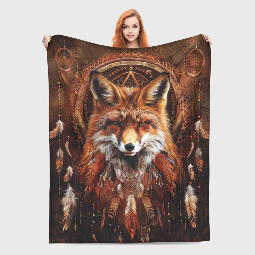 Tribal Fox Fleece Blanket
