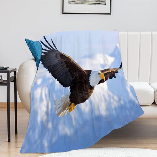 Flying Bald Eagle Print Blanket