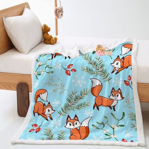 Cartoon Fox Throw Blanket