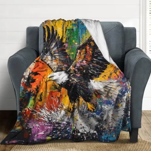 Colorful Bald Eagle Blanket