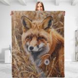 Wildlife Fox Print Fleece Blanket