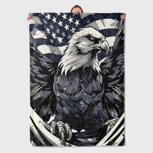 Kids Cartoon Eagle Flag Blanket