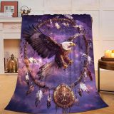 Purple Dreamcatcher Eagle Blanket