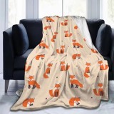Cartoon Fuzzy Fox Print Blanket