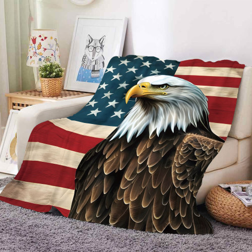 Bald Eagle Flag Print Blanket