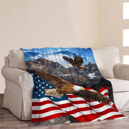 Sofa Bald Eagle Flag Blanket